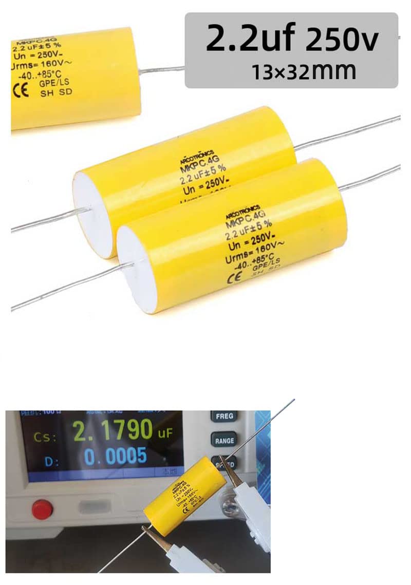 YEGAFE 2pcs 2.2uF 250V Axial Audio Speaker Crossover stepless Film Capacitor 5% Audio Crossover Tweeter Precise Pairing - Image 2